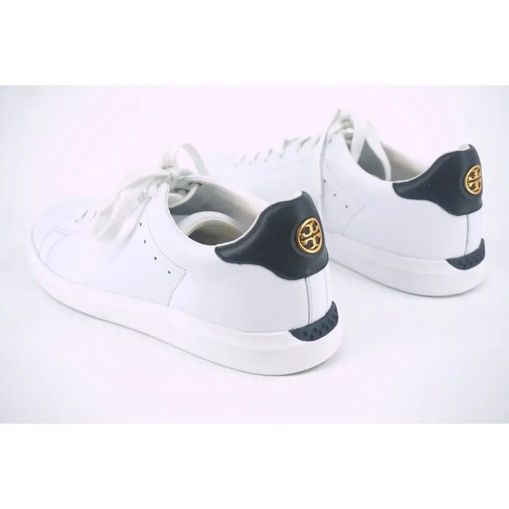 Tory Burch Howell Court White Leather Sneakers SZ 8.5 Tennis low top logo $248