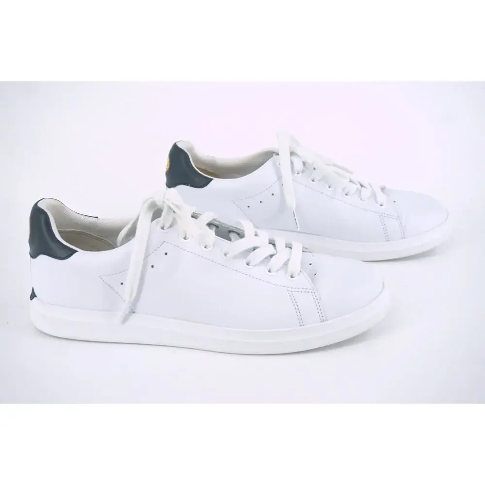 Tory Burch Howell Court White Leather Sneakers SZ 8.5 Tennis low top logo $248