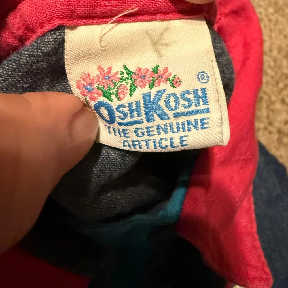 vintage‎ oshkosh Long Sleeve Denim Dress Pink Collar 24 Months