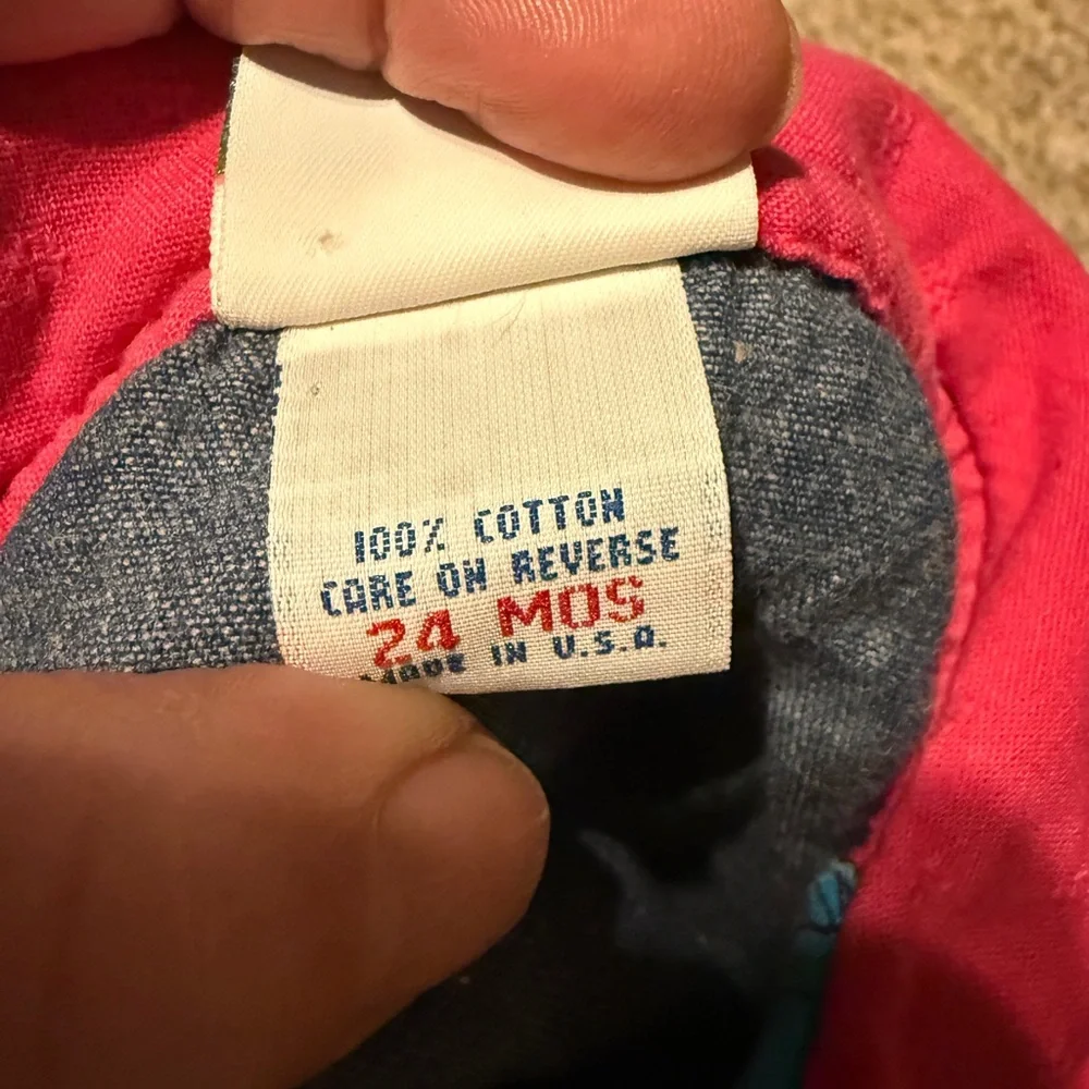 vintage‎ oshkosh Long Sleeve Denim Dress Pink Collar 24 Months
