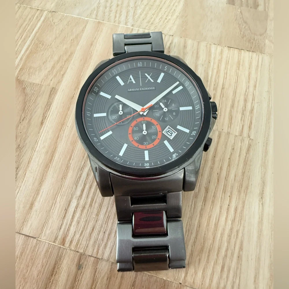 AX Armani exchange mens gunmetal gray watch NEW BATTERY