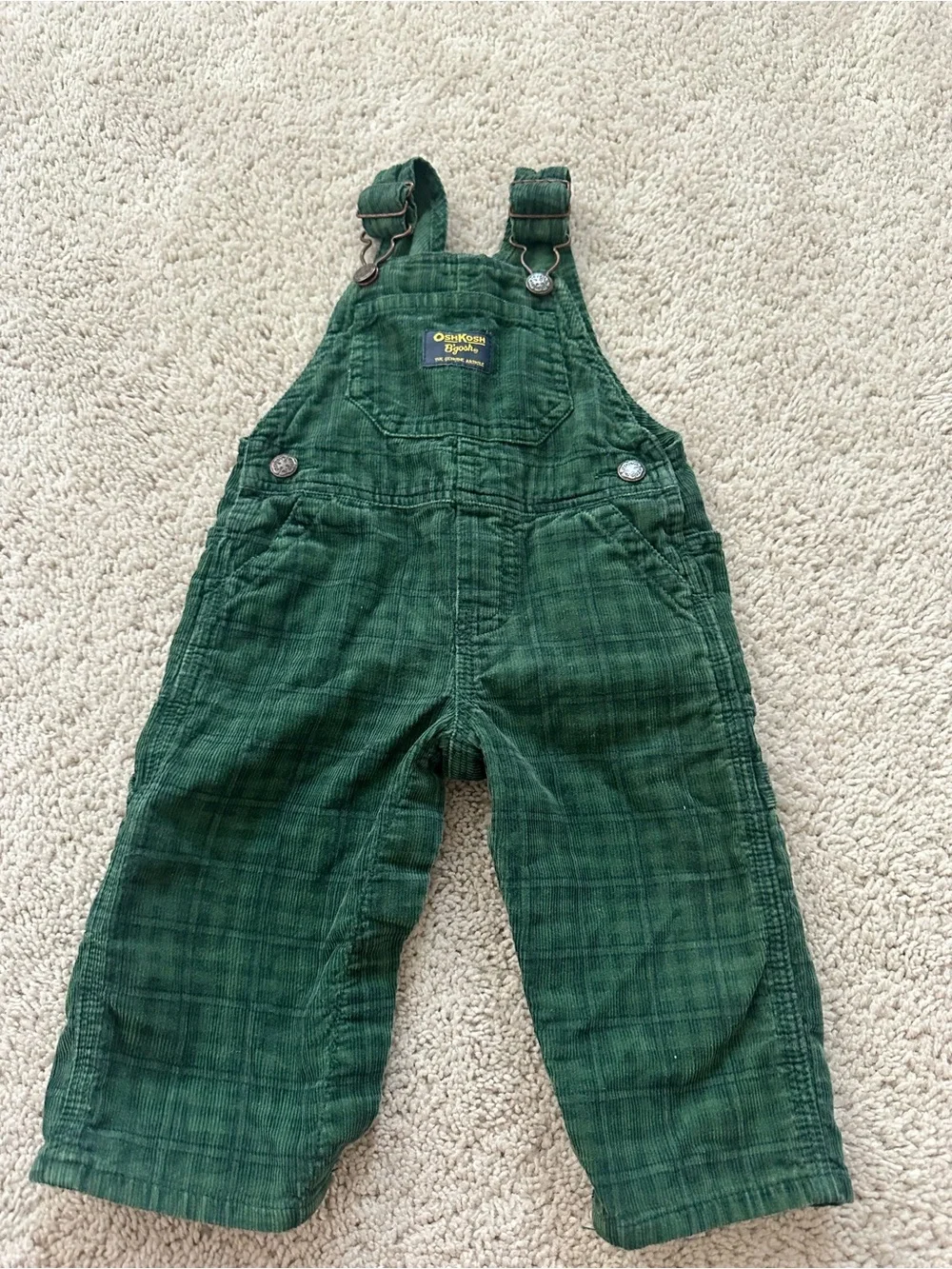 OshKosh B'gosh Green plaid Corduroy Overalls