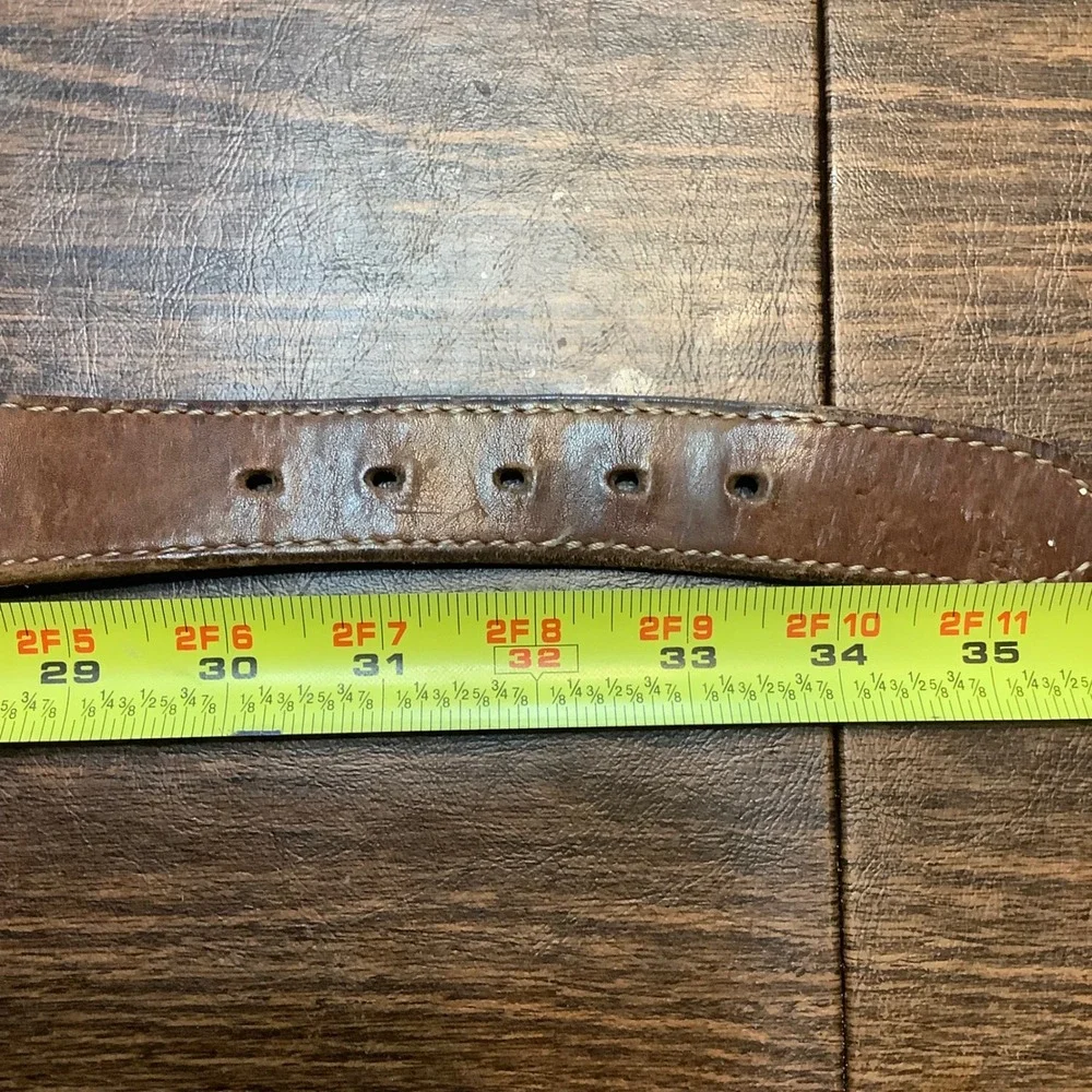 Gap‎ Braided Leather Belt Brown Woven Solid Brass Buckle Men Small Vintage Style