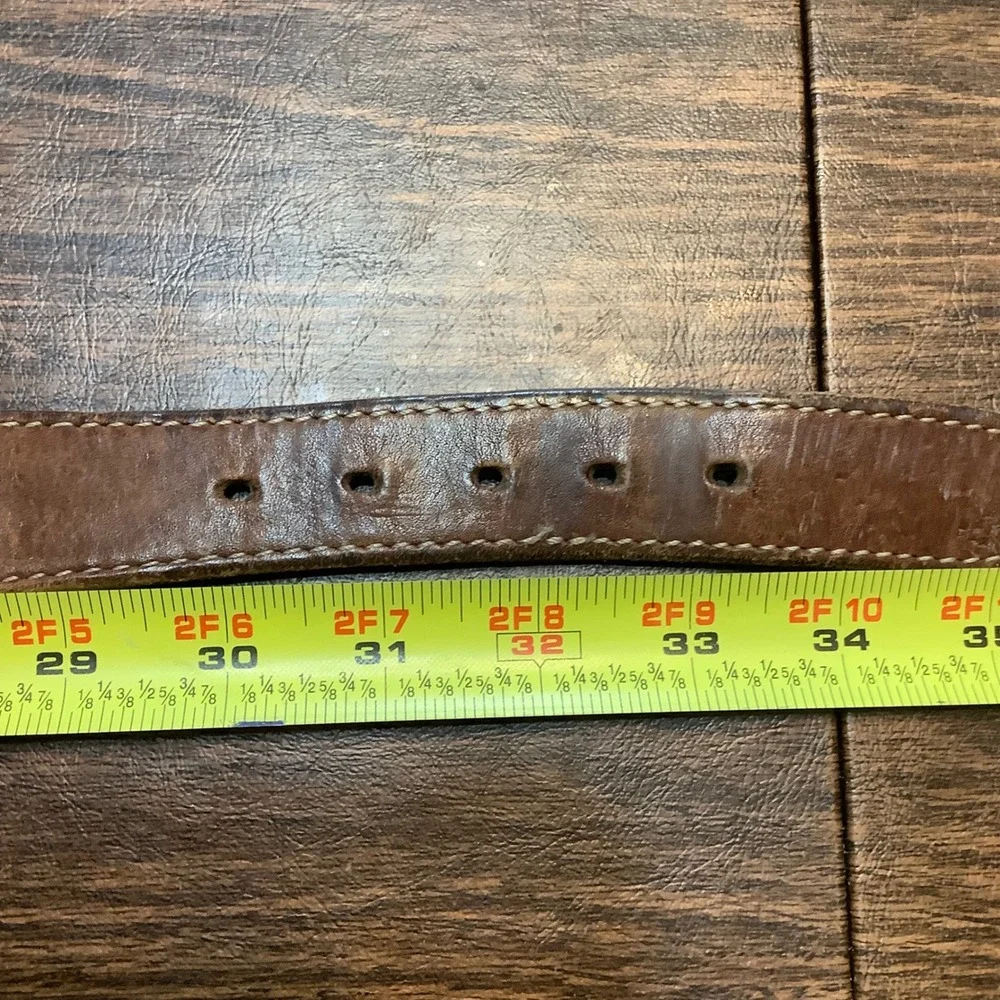Gap‎ Braided Leather Belt Brown Woven Solid Brass Buckle Men Small Vintage Style