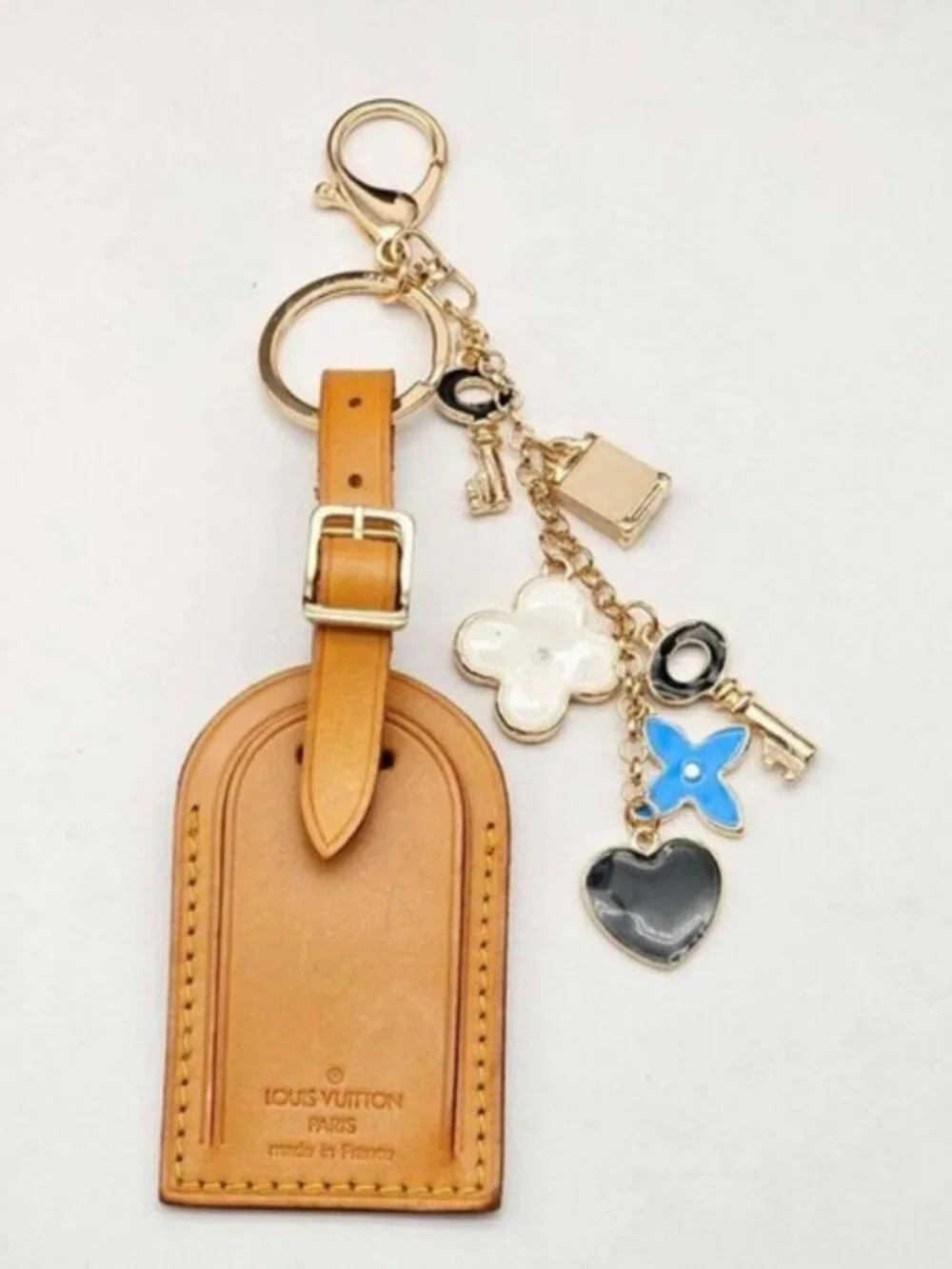 Authentic Louis Vuitton Luggage Tag with Unbranded Keycharm, Keychain