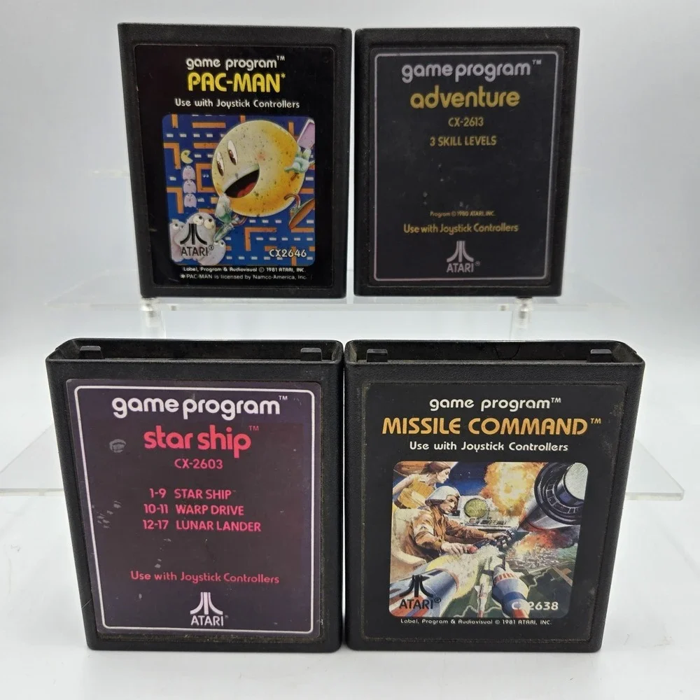 Lot Of 4 Atari 2600 VTG Video Game Cartridges Pac-Man Starship Missile Command +