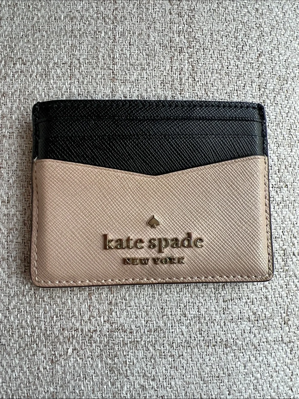kate spade Black and Beige/Dusty Pink Two-Tone Leather Card Holder