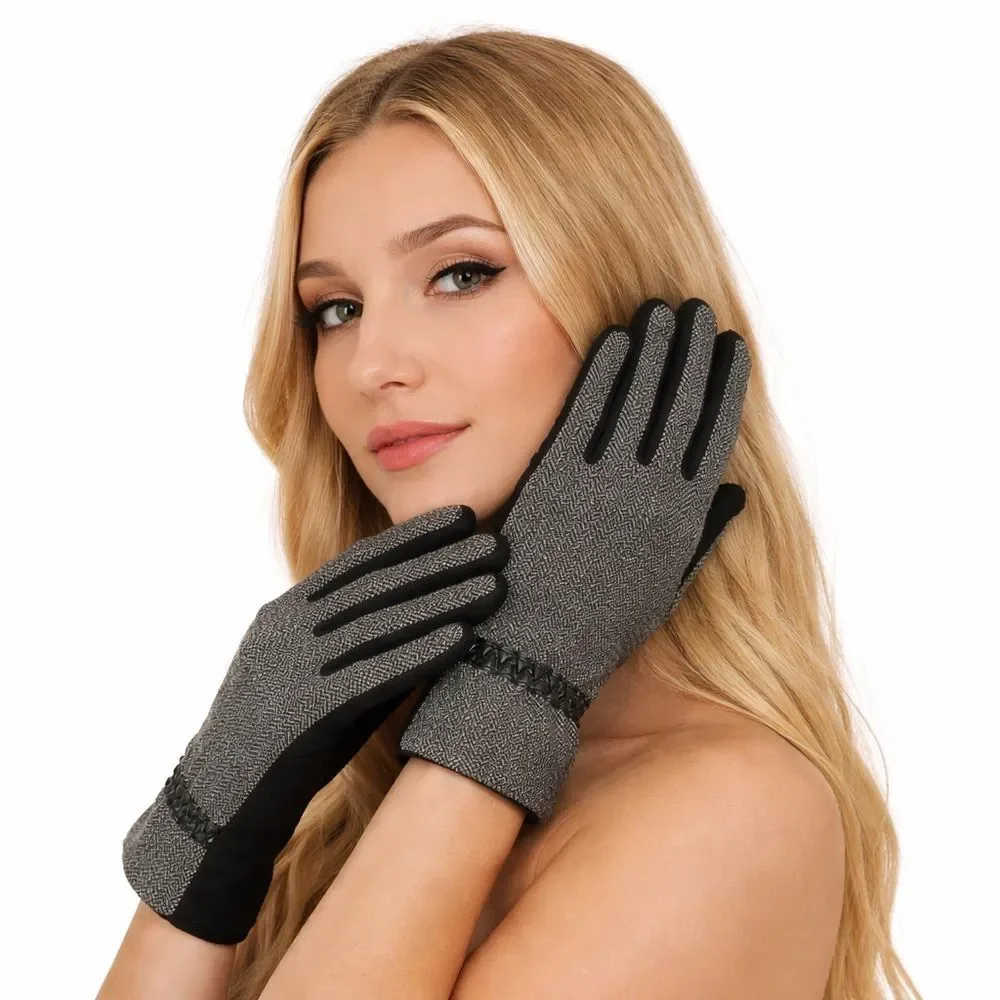 Elegant Black and Gray Women's Gloves