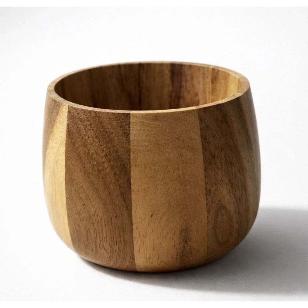 Vintage Acacia‎ Wood Calabash Bowl Small Scandi Danish Minimalist Natural Grain