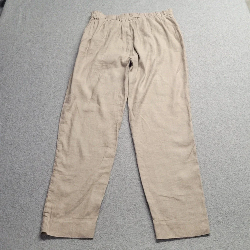 Babaton Pleated Linen Blend Trousers Tan Beige Elastic Waist Pants Size 2