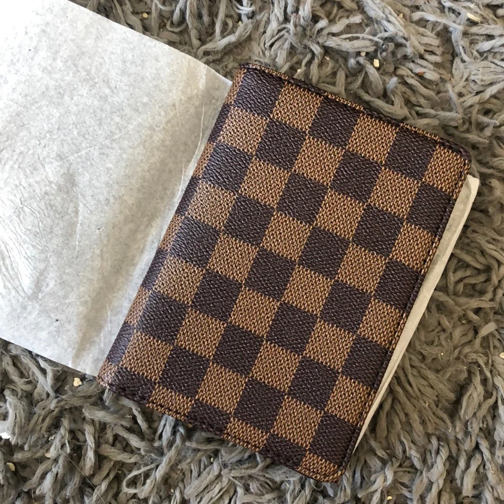 - Lux WOMAN’S BROWN checkered  RFID Passport Holder