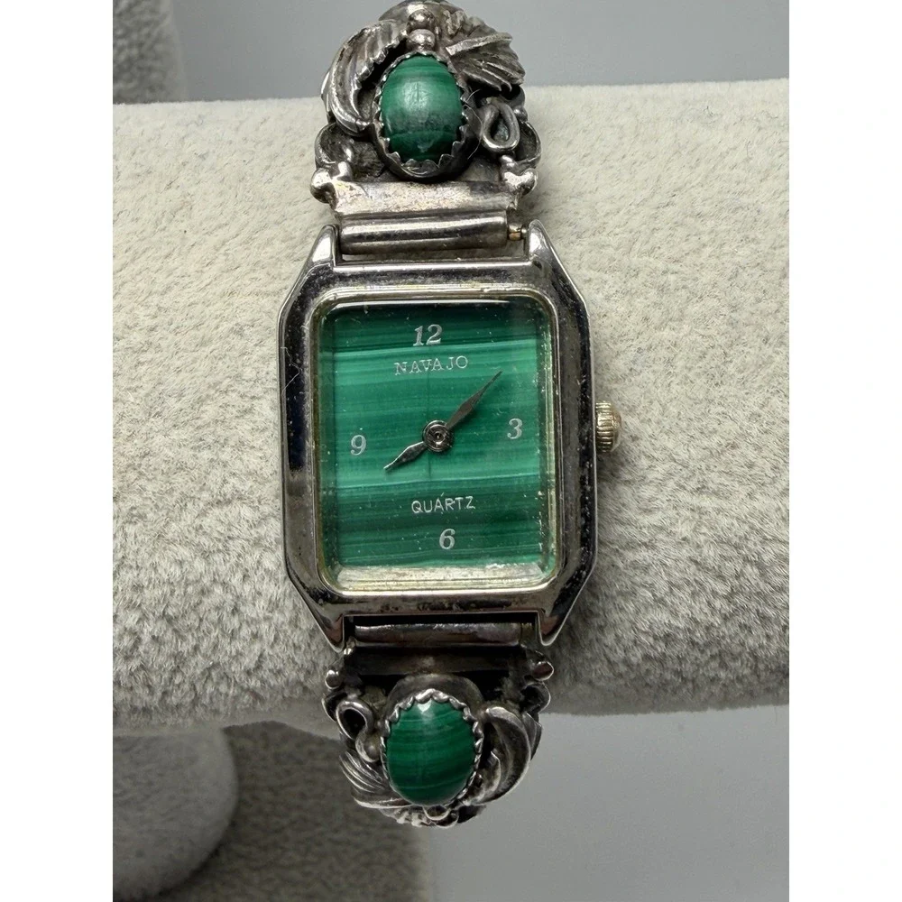 Navajo Malachite New Battery Sterling Silver 925 Watch Tips‎ 20MM 6