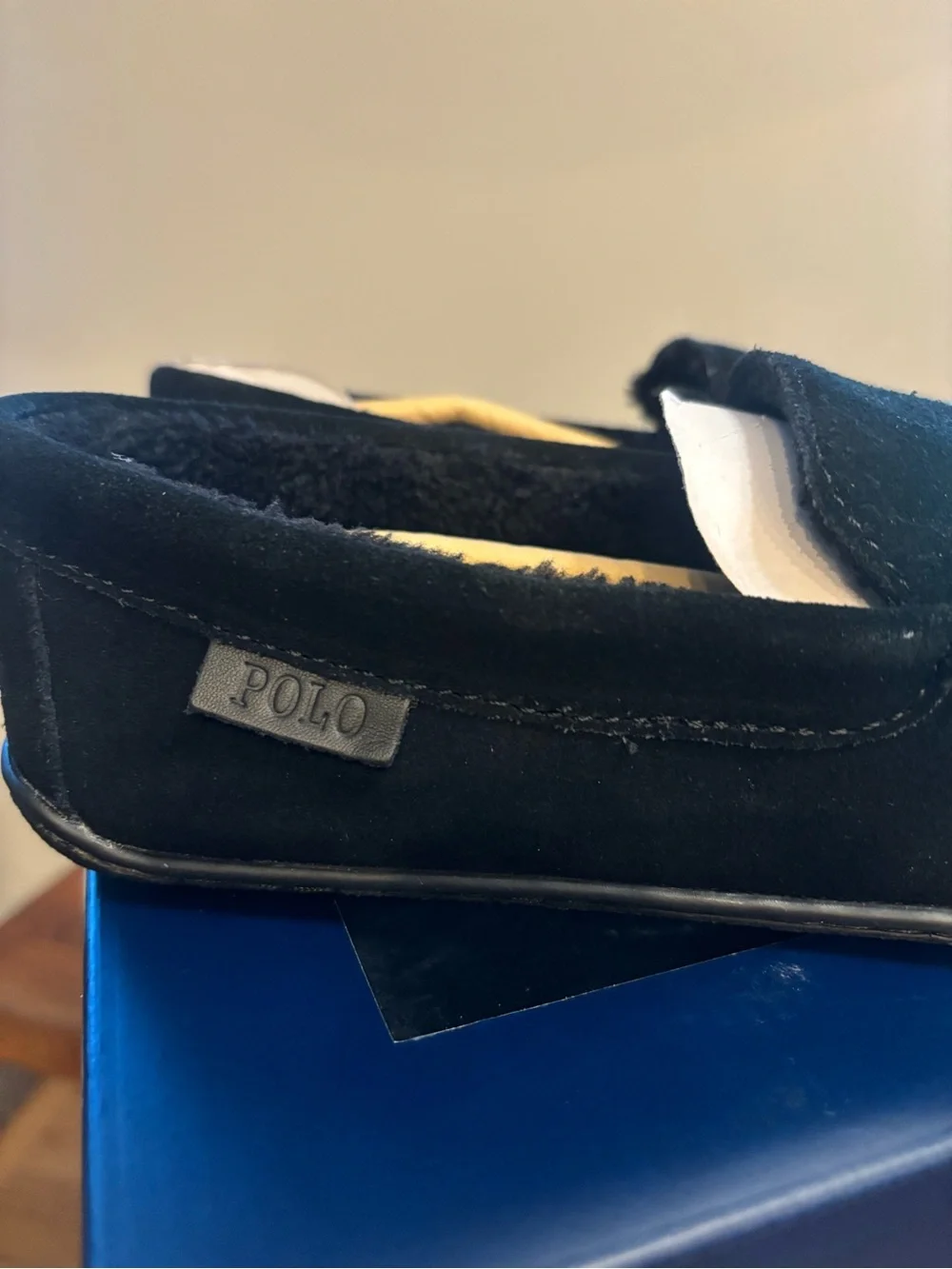 Polo Ralph Lauren Men’s Black Suede Moccasin Loafers w/ Brenan Polo Bear size 8
