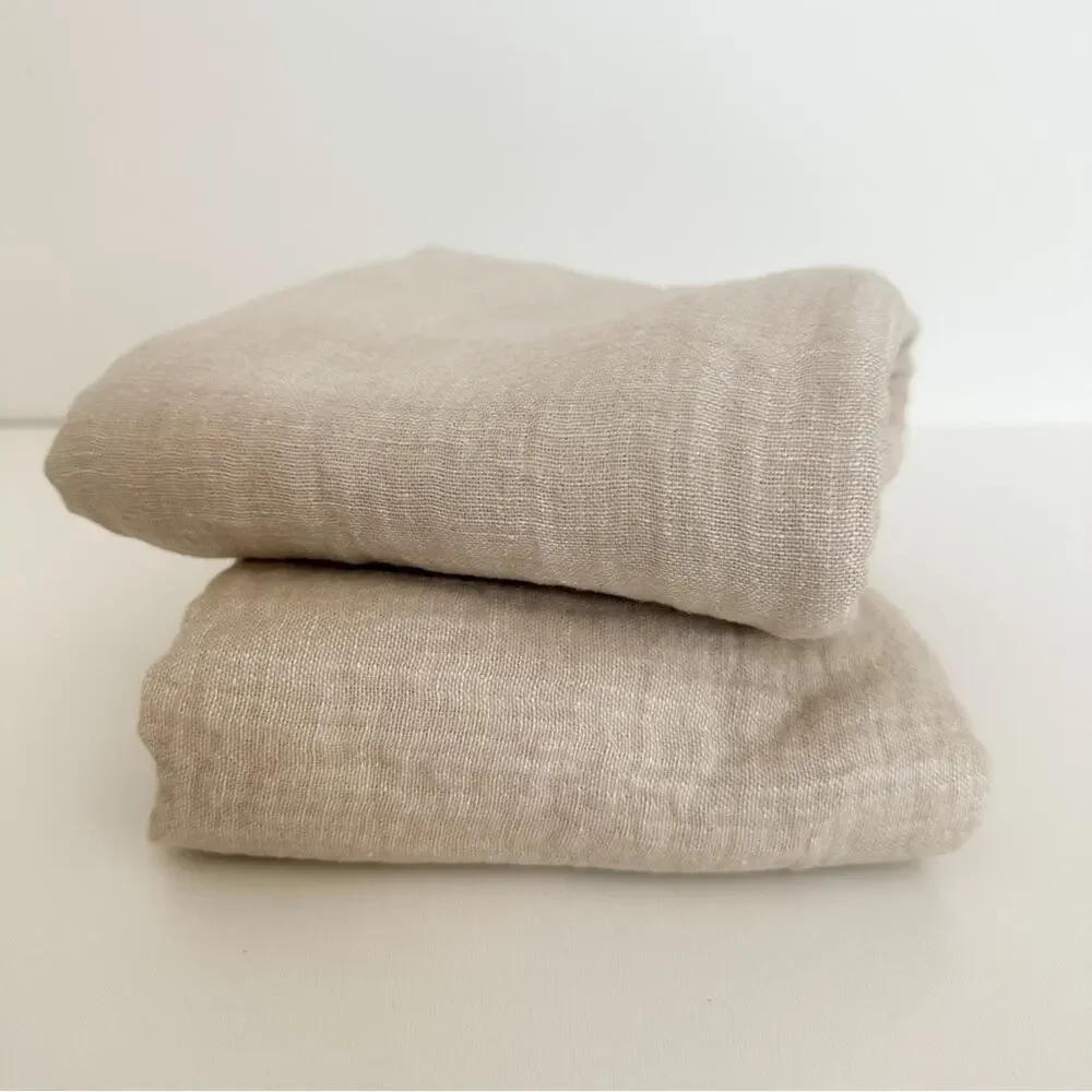 Set of 2 Restoration Hardware Crinkled Linen-Cotton Euro Shams