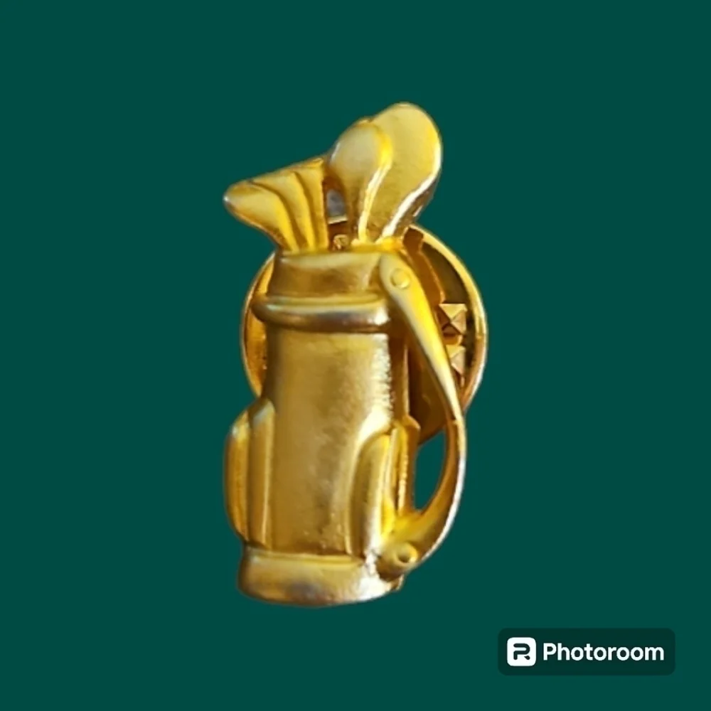 Goldtone Matte Golf Clubs Hat Lapel Tie Pin