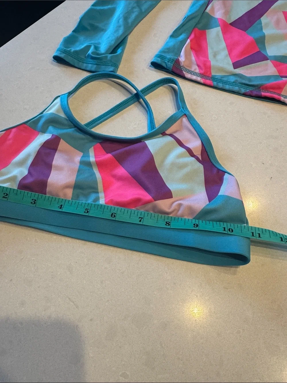 Lands' End Girls' Colorblock Rash Guard Bikini Set in Aqua, Pink, Purple