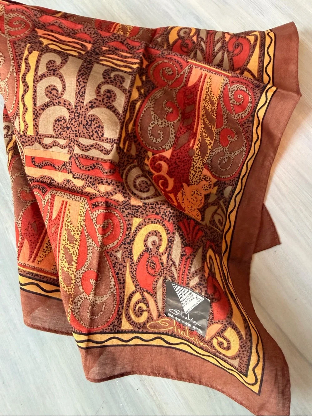 Eliakim Tokyo 100% Fine Cotton scarf Vibrant Paisley Abstract Pattern Headware