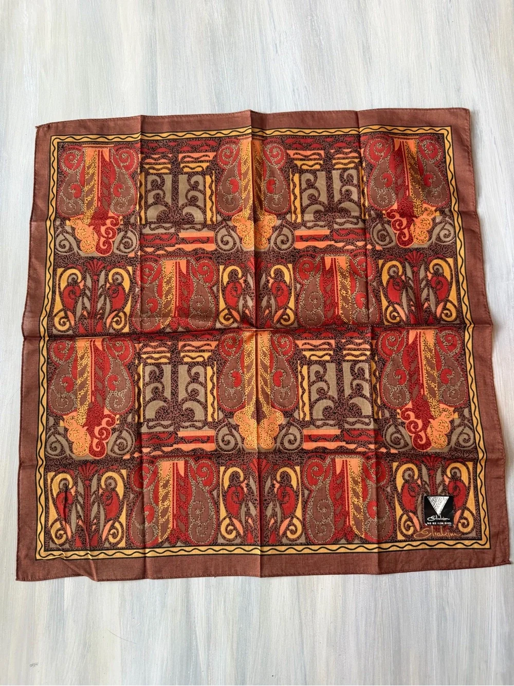 Eliakim Tokyo 100% Fine Cotton scarf Vibrant Paisley Abstract Pattern Headware