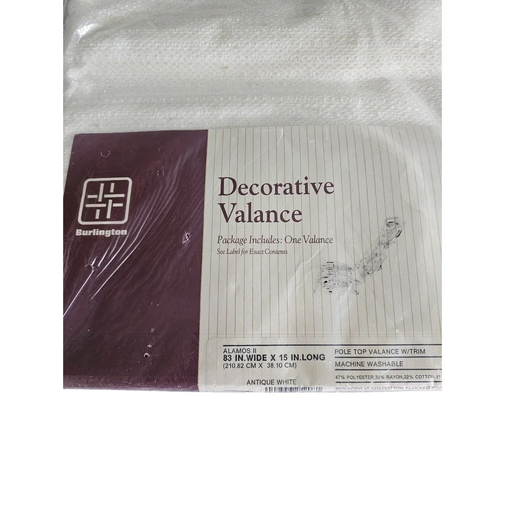 NEW Vintage Burlington Decorative Valance Curtain 83”X15” Antique White