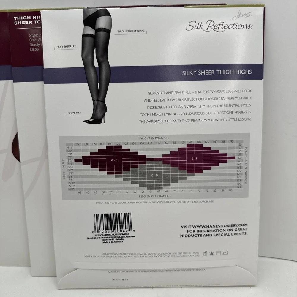 Hanes Silk Reflections Thigh Highs Sheer Toe Style 720 Sz AB Barely Black Lot