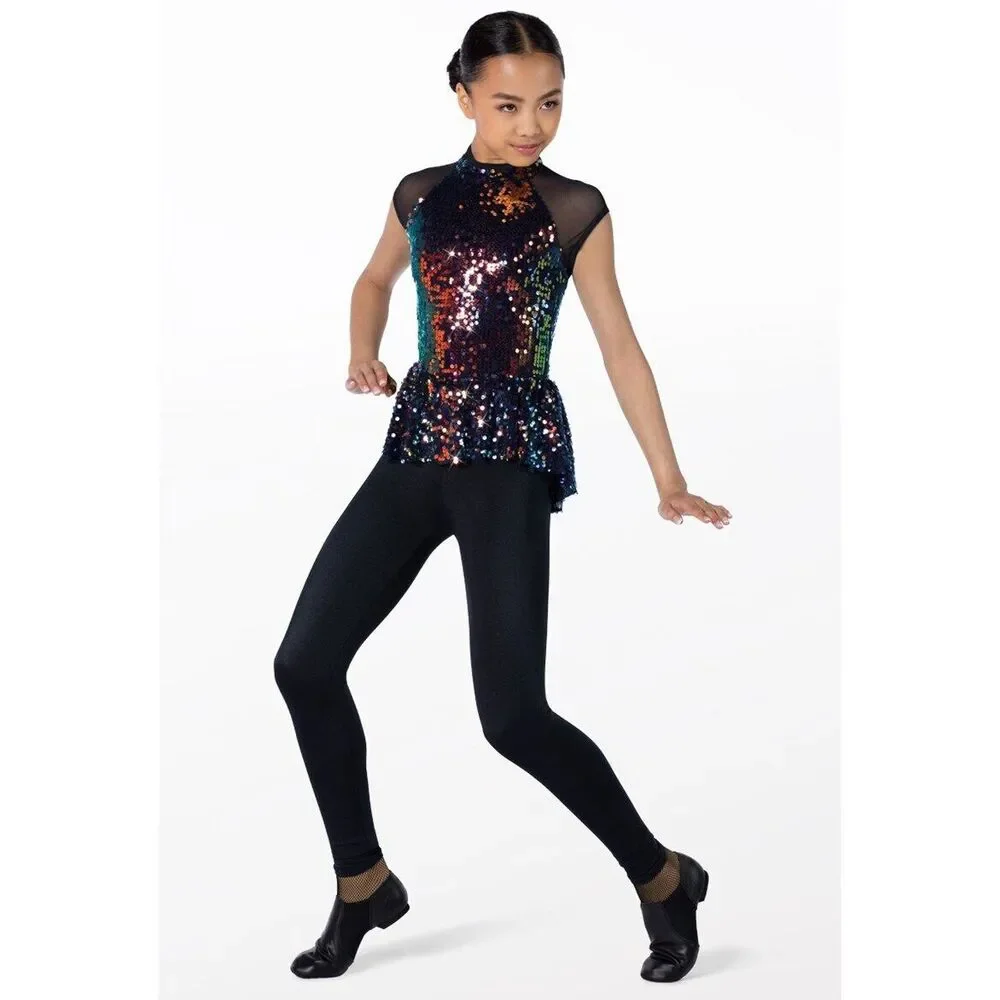 Pre-Owned Dance Costume Weissman 13578 Medium Child Blue  Jazz Sequin