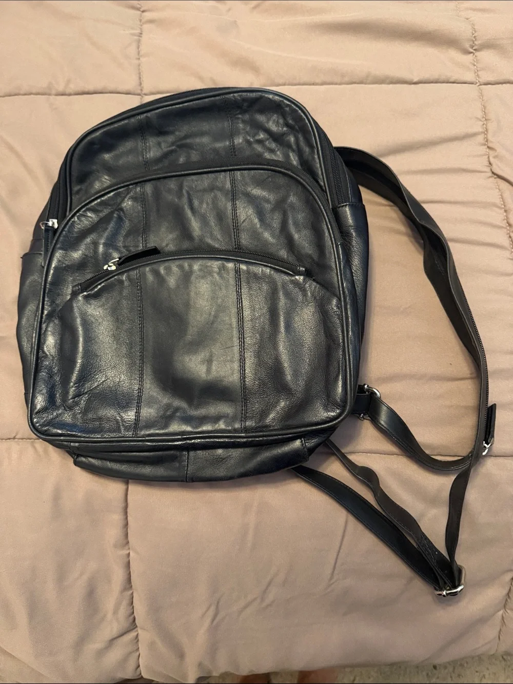 Black Leather Backpack Sling Bag