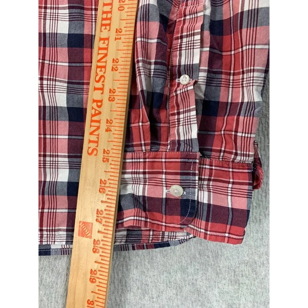 J Crew Slim‎ Fit Plaid Long Sleeve Button Down Shirt (Men's XL) Red