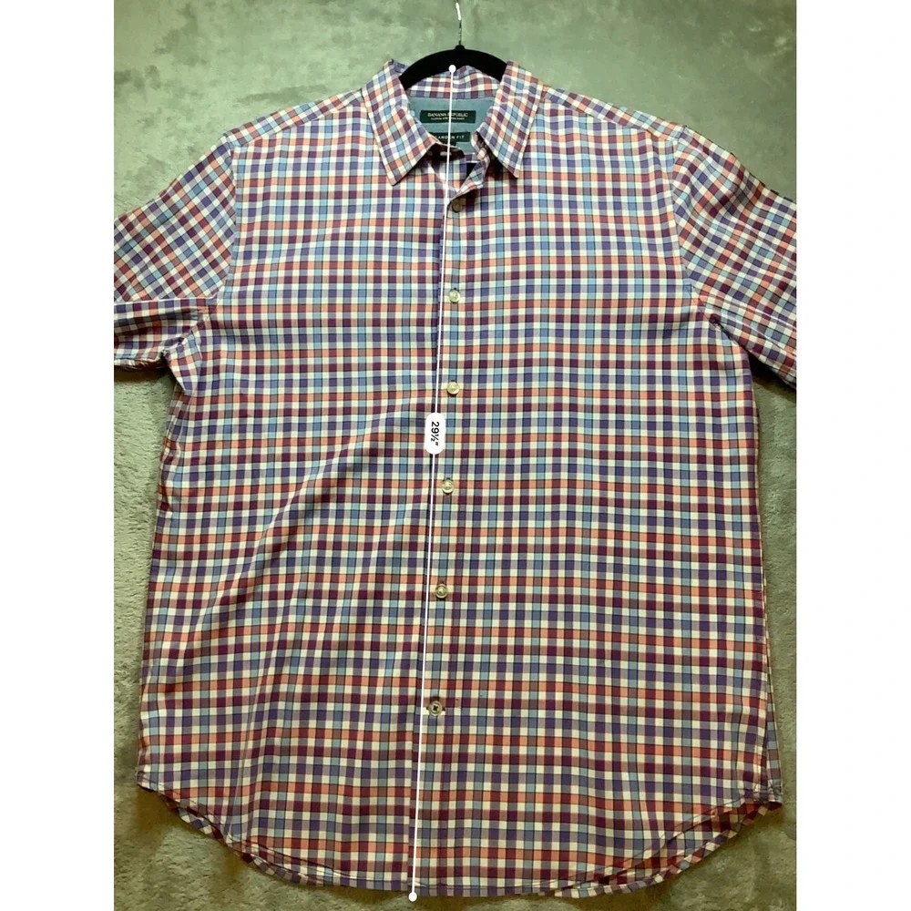 Banana Republic Camden Fit Mens Medium Plaid Long Sleeve Button Down Shirt Multi