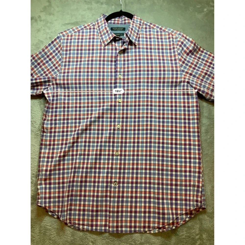 Banana Republic Camden Fit Mens Medium Plaid Long Sleeve Button Down Shirt Multi