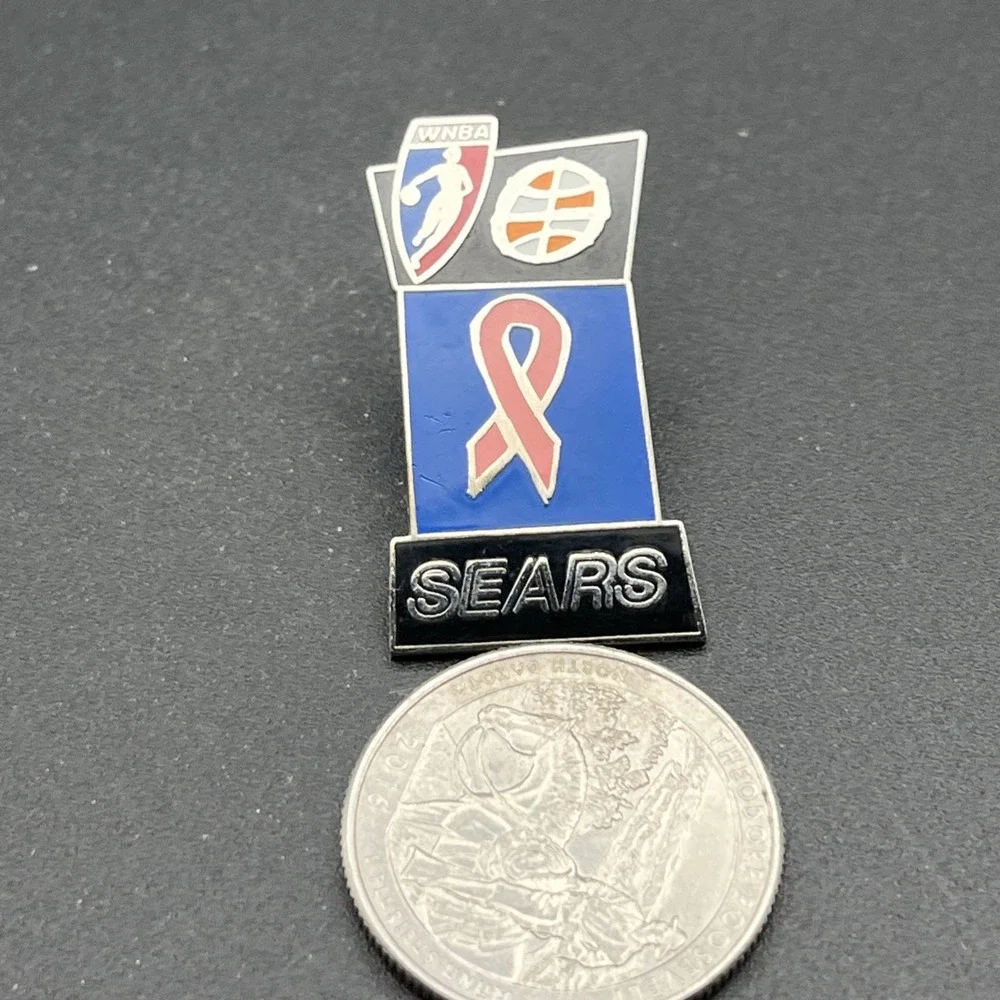 WNBA Basketball Breast Cancer Awareness Ribbon Sears Sponsor Lapel‎ Hat Pin