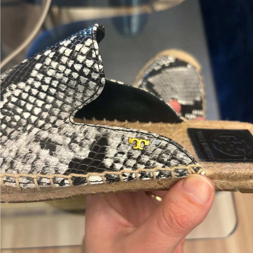 Tory Burch Max Snake-Print Espadrille Mule Size 6