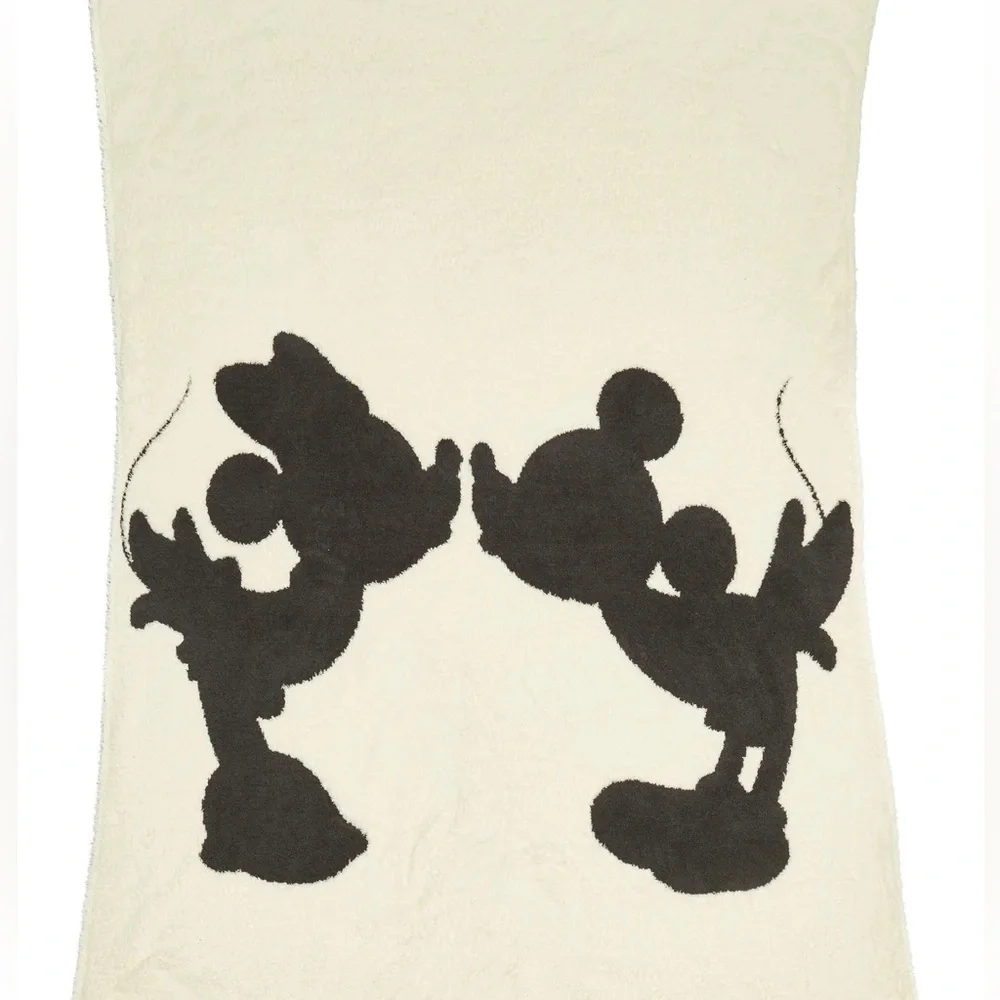 NWT Barefoot Dreams CozyChic Classic Mickey & Minnie Mouse Throw Cream/Carbon