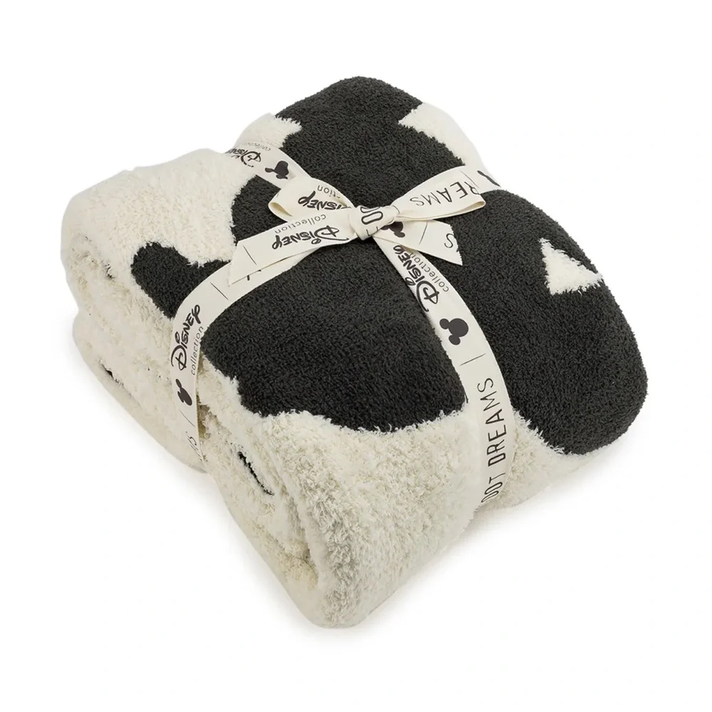 NWT Barefoot Dreams CozyChic Classic Mickey & Minnie Mouse Throw Cream/Carbon