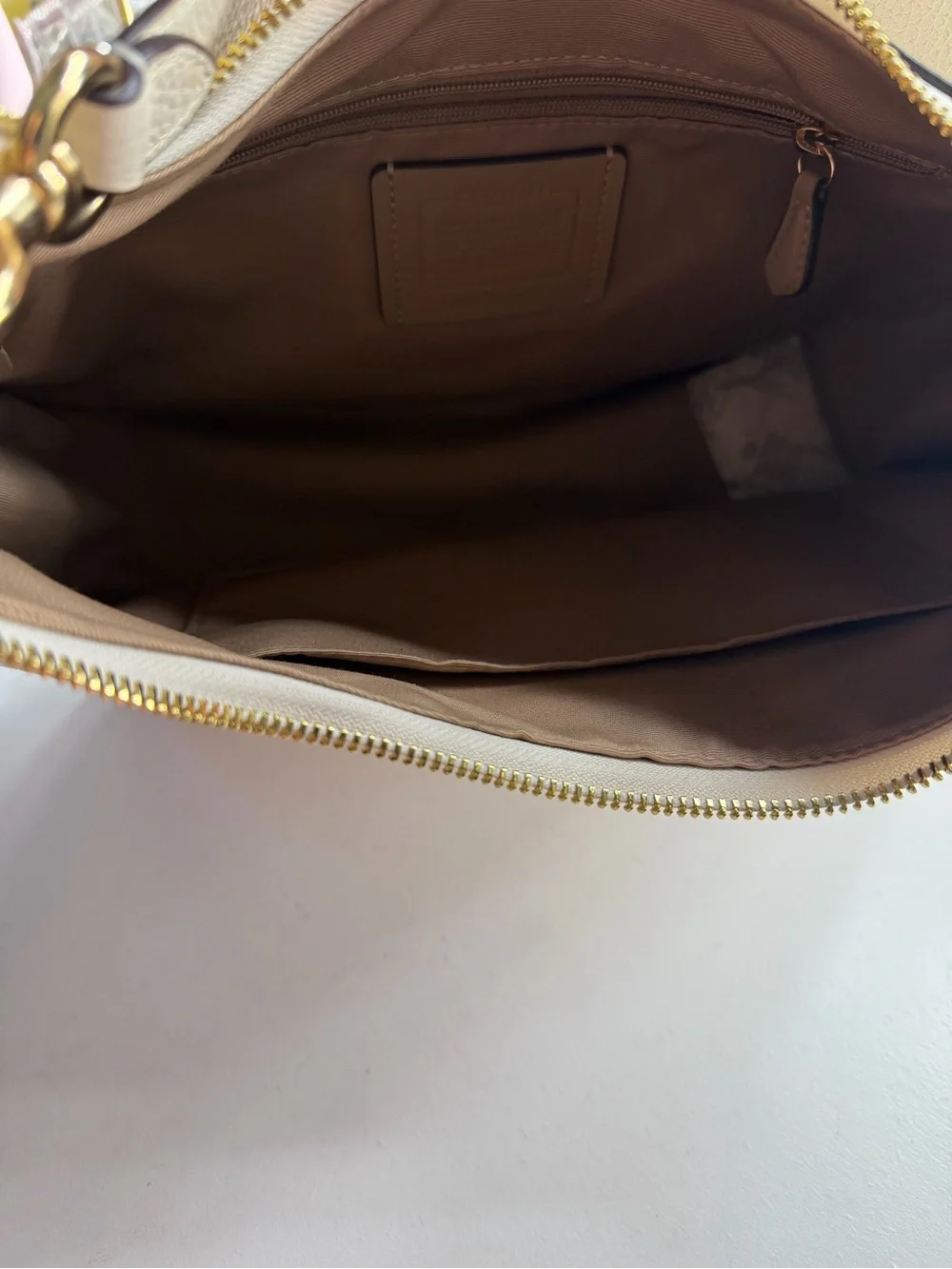 Coach leather Shoulder Hobo Bag in Taupe
