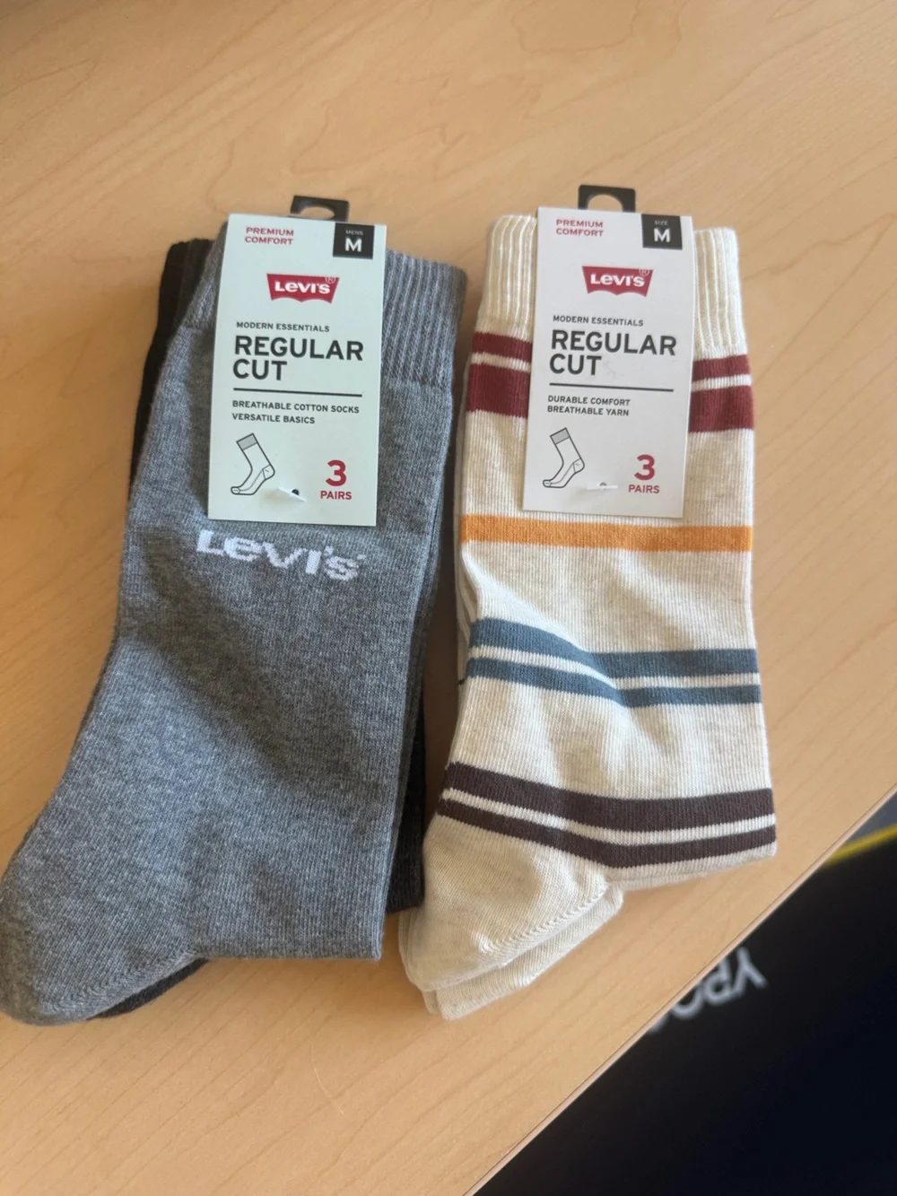 New w/ Tags Levi's Men's Dress Socks - Gray, Cream, Blue & Burgundy Stripes