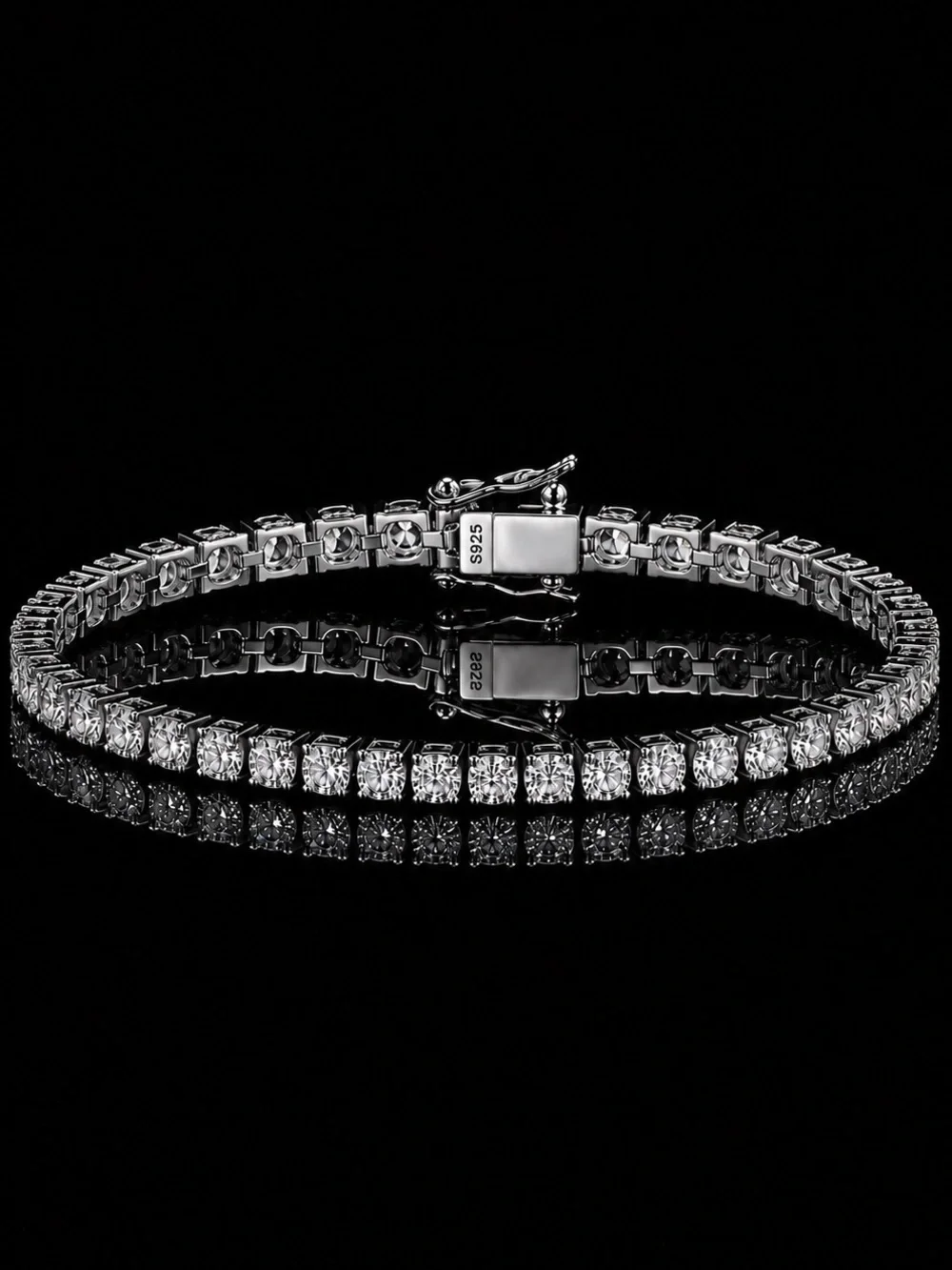 925 Silver, 15.3CTW Moissanite Tennis Bracelet - 8.5”