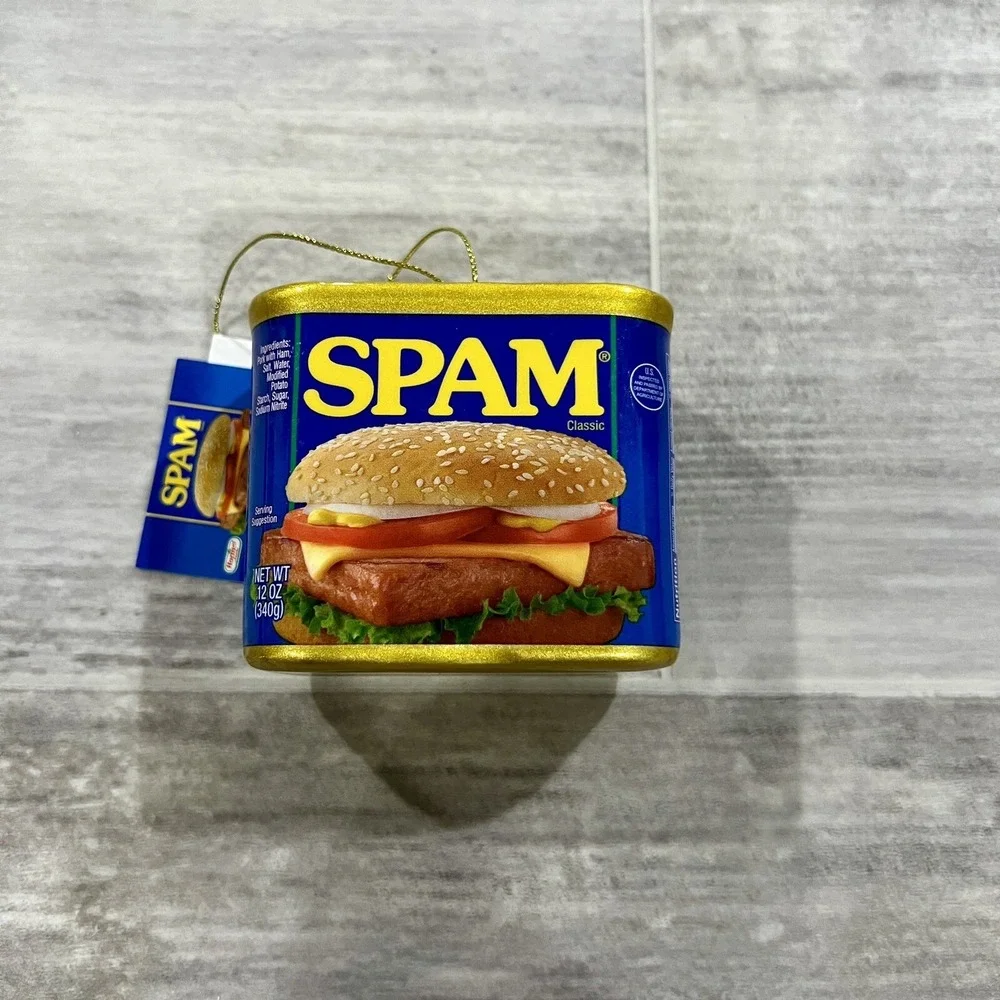 Decoupage Spam Christmas Faux Food Holiday Ornament 3