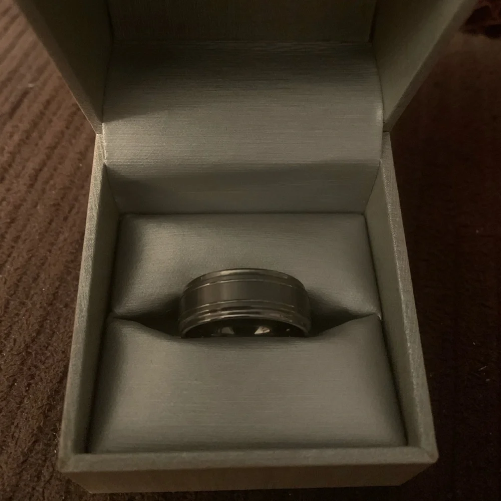 Zales Mens Wedding Band Tungsten Gunmetal Size 9