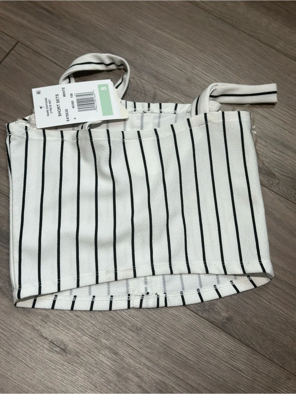 Rare Editions White and Black Striped 2-Piece Girls Set