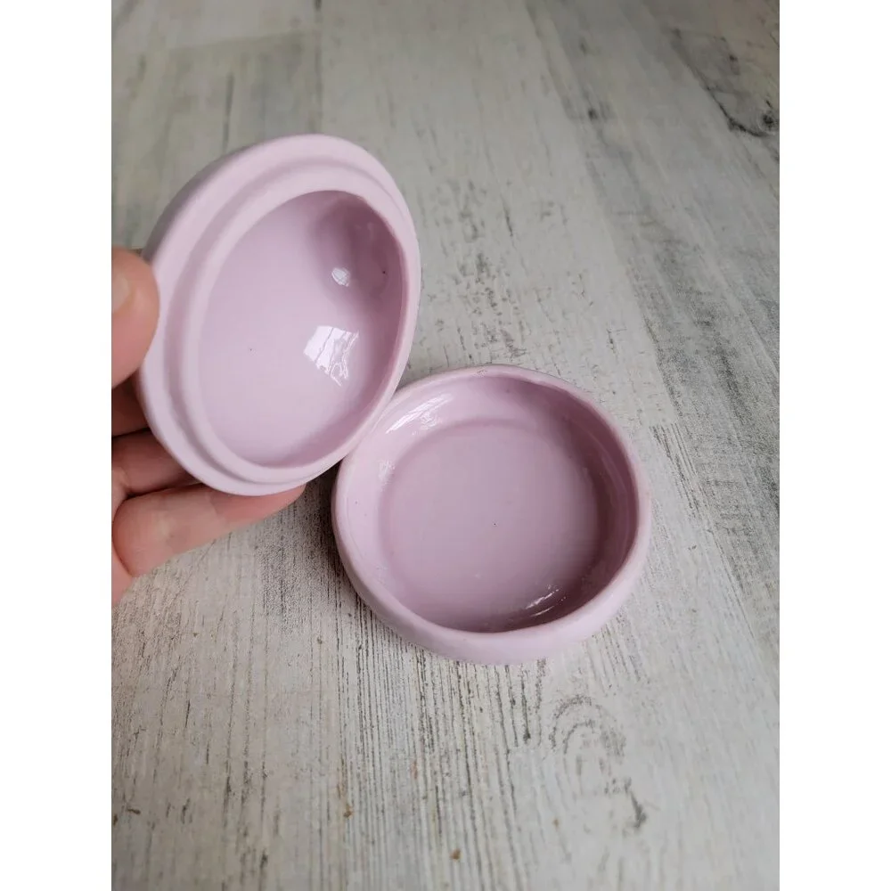R.O.C. Pink curled up‎ cat trinkets ceramic box Unique Home Decor