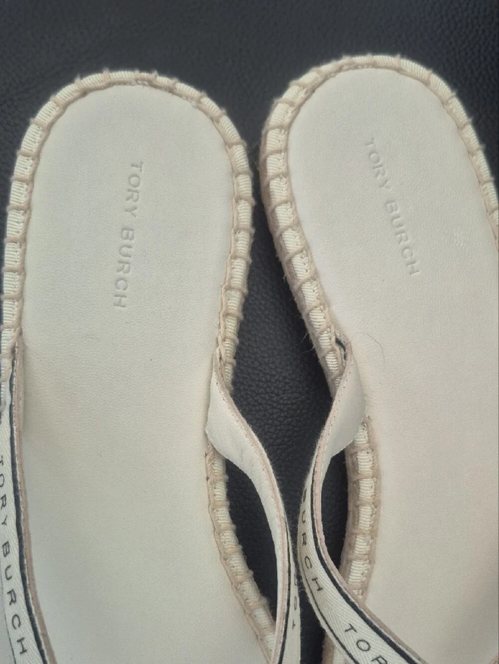 Tory Burch Cream Logo-Trim Flip Flop Sandals