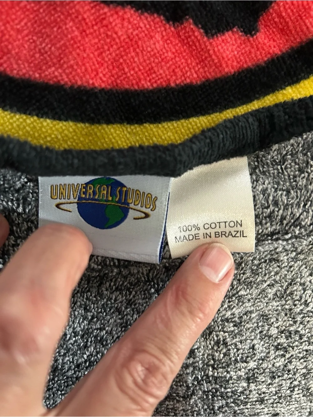 vintage 1990s Jurassic Park The Ride beach towel featuring the iconic movie logo
