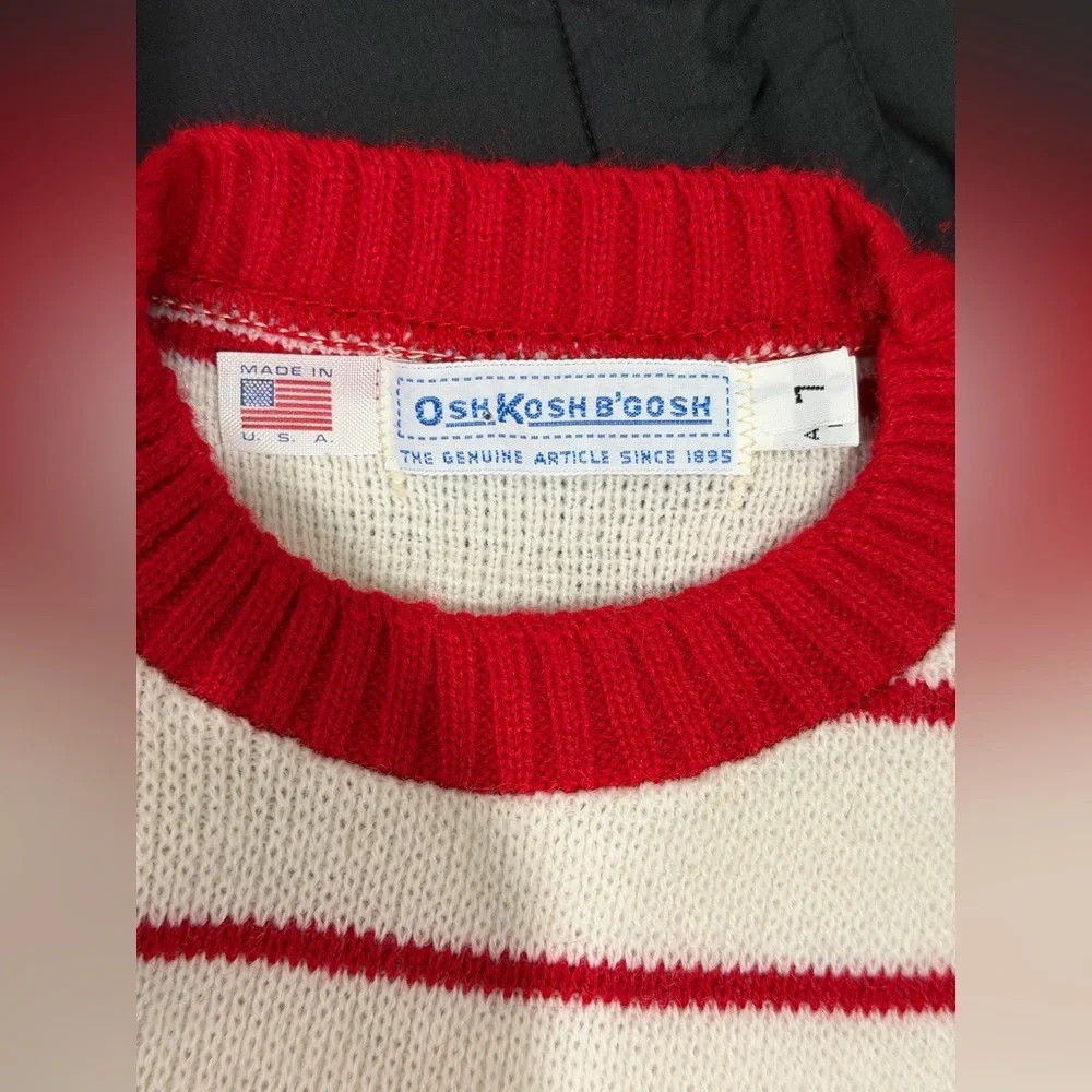 Oshkosh B'gosh Vintage Striped Childrens Heavy Warm Pullover Sweater Sz 7