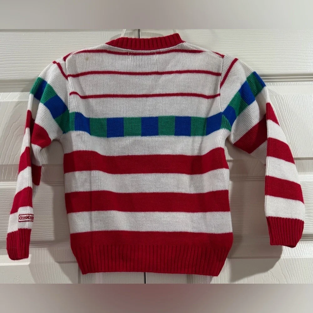 Oshkosh B'gosh Vintage Striped Childrens Heavy Warm Pullover Sweater Sz 7