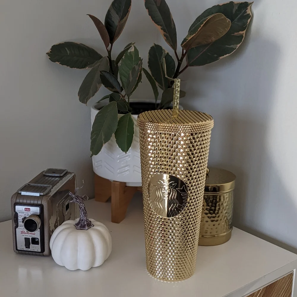 Starbucks Gold Studded Tumbler with Straw