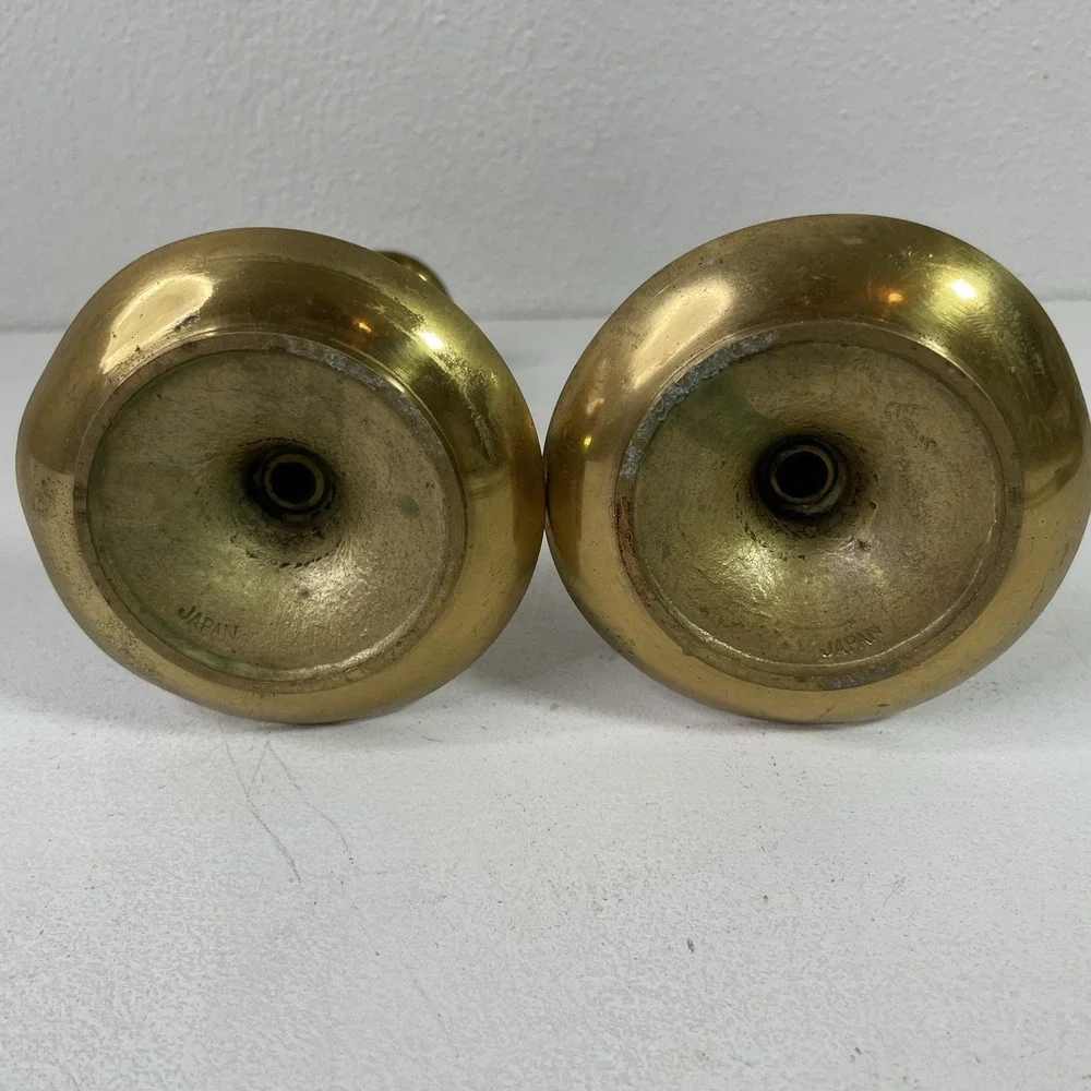 Vintage Brass Candlestick Holder Pair 6.25