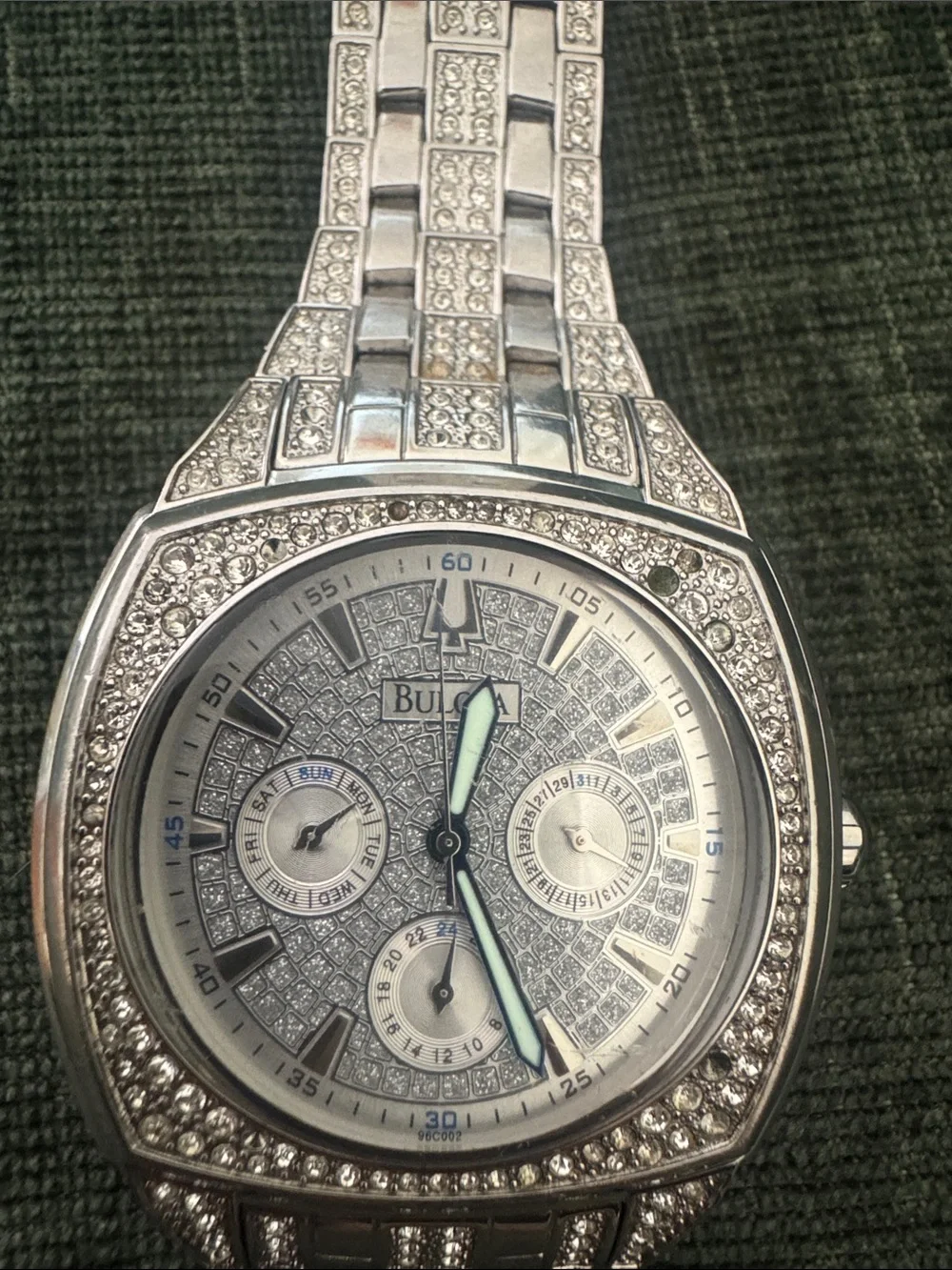 Bulova Silver Crystal-Accented Pavé Dial Watch