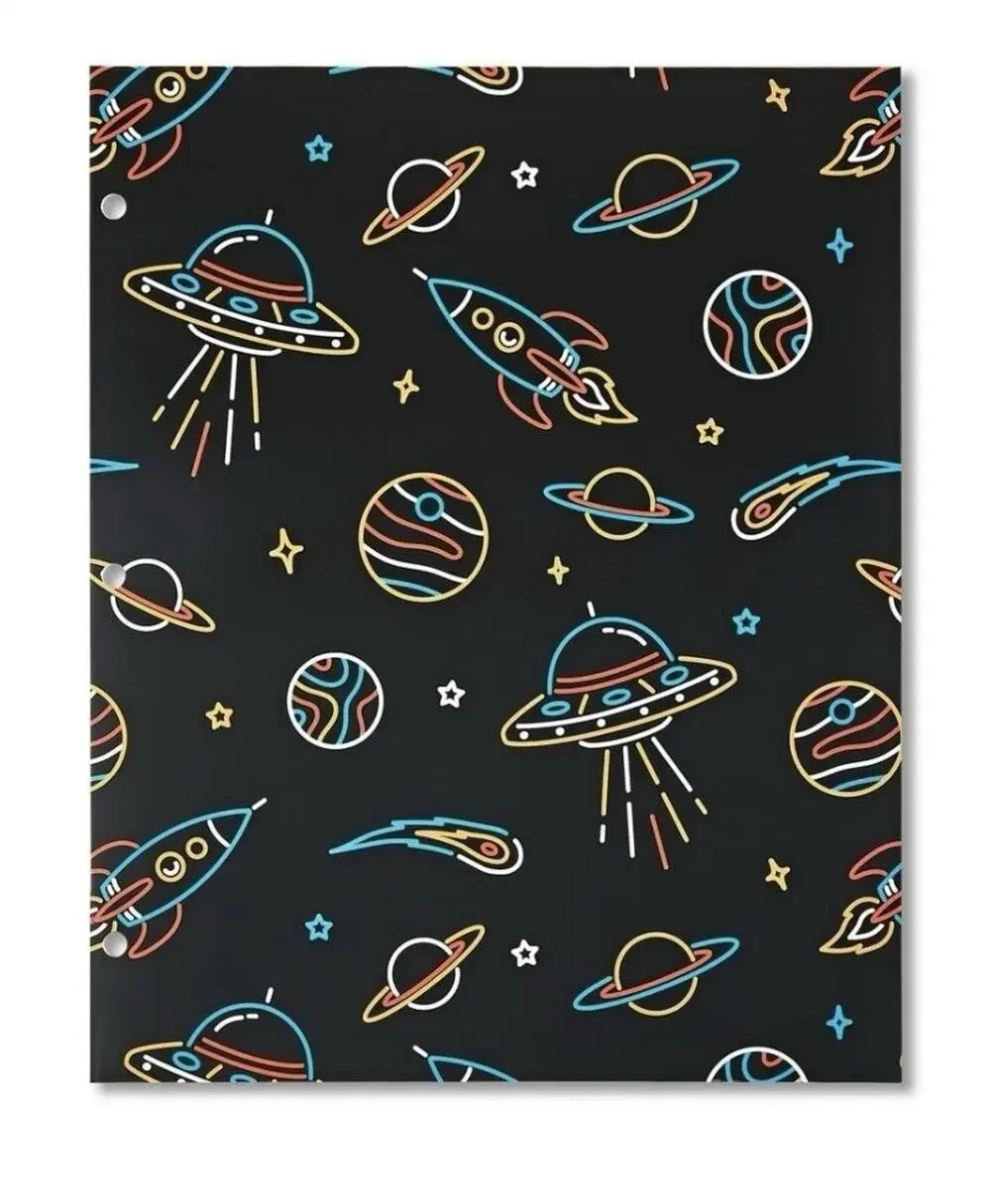 33 Pack Pen+Gear 2-Pocket Paper Folder Neon Space Black 3-Hole School Supply Lot