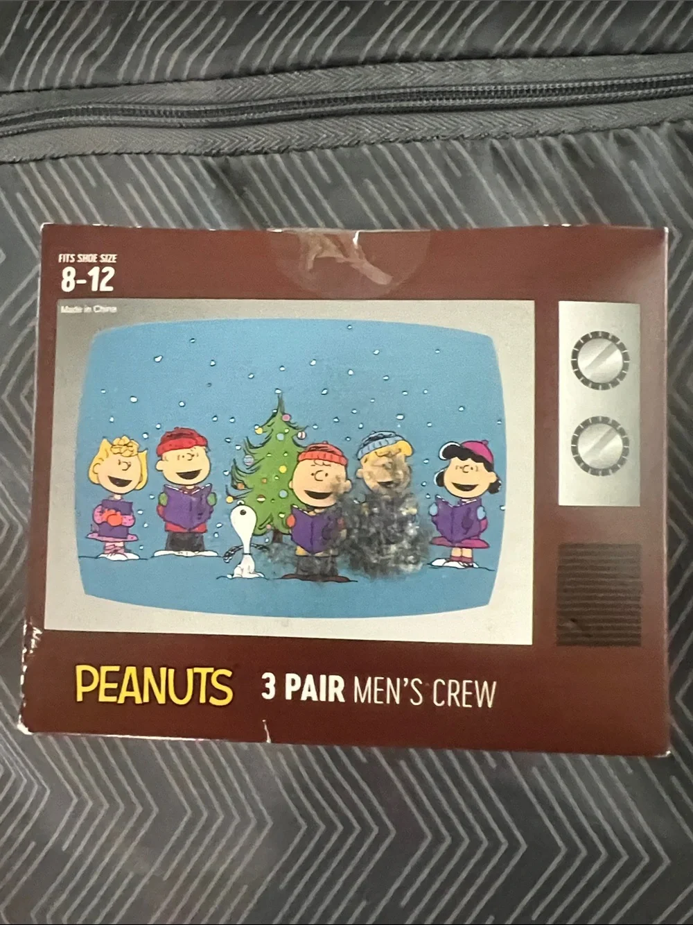 Peanuts Brown Box with Blue Holiday TV Graphic