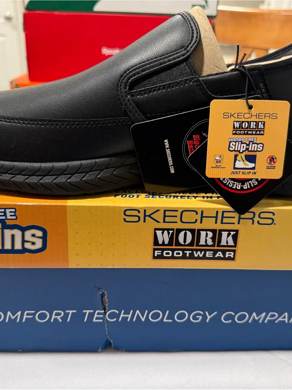 Skechers Men's Black Slip-On Work Loafers